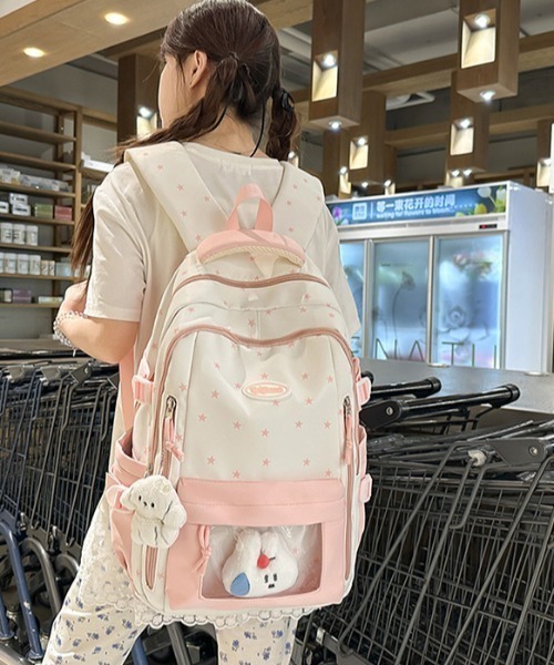 pyornim(ピョルニム)の「【A4サイズ対応】【大容量】スター柄 多機能 クリアポケット バックパック リュック 推し活 ぬい活(バックパック/リュック・レディース・ブルー/ブラック/イエロー/ピンク・F)」の5枚目の写真