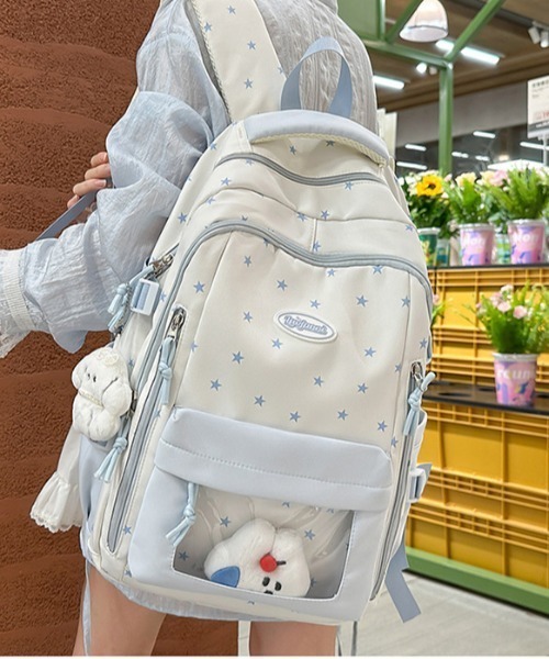 pyornim(ピョルニム)の「【A4サイズ対応】【大容量】スター柄 多機能 クリアポケット バックパック リュック 推し活 ぬい活(バックパック/リュック・レディース・ブルー/ブラック/イエロー/ピンク・F)」の8枚目の写真