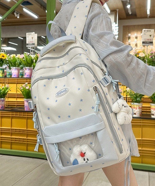 pyornim(ピョルニム)の「【A4サイズ対応】【大容量】スター柄 多機能 クリアポケット バックパック リュック 推し活 ぬい活(バックパック/リュック・レディース・ブルー/ブラック/イエロー/ピンク・F)」の7枚目の写真