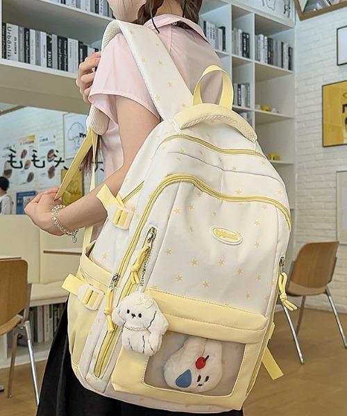 pyornim(ピョルニム)の「【A4サイズ対応】【大容量】スター柄 多機能 クリアポケット バックパック リュック 推し活 ぬい活(バックパック/リュック・レディース・ブルー/ブラック/イエロー/ピンク・F)」の9枚目の写真