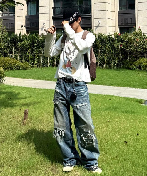 Ressaca(レサーカ)の「ルーズストレートダメージ加工デニムパンツ(デニムパンツ・レディース・ブルー・S/M)」の12枚目の写真