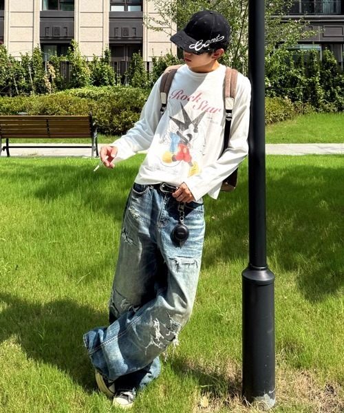 Ressaca(レサーカ)の「ルーズストレートダメージ加工デニムパンツ(デニムパンツ・レディース・ブルー・S/M)」の11枚目の写真