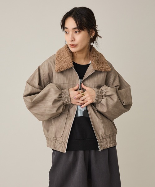 CRAFT STANDARD BOUTIQUE（クラフトスタンダードブティック）の「フェイクレザー衿ボアブルゾン（ブルゾン・レディース・ブラウン/ベージュ・FREE）」の18枚目の写真