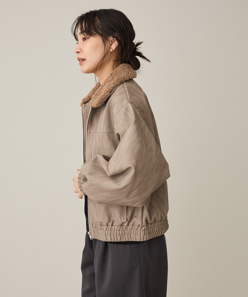 CRAFT STANDARD BOUTIQUE（クラフトスタンダードブティック）の「フェイクレザー衿ボアブルゾン（ブルゾン・レディース・ブラウン/ベージュ・FREE）」の21枚目の写真