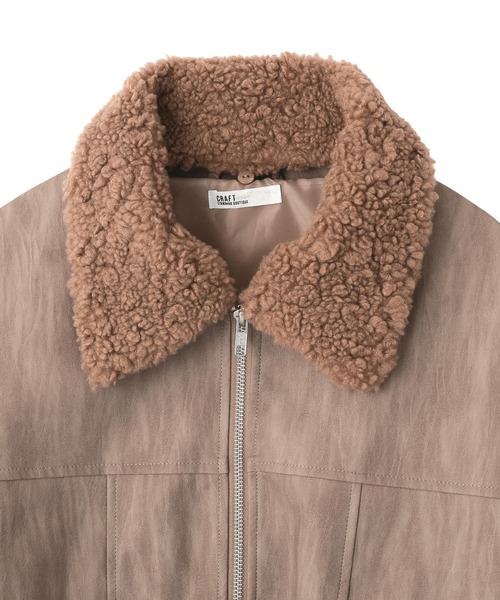 CRAFT STANDARD BOUTIQUE（クラフトスタンダードブティック）の「フェイクレザー衿ボアブルゾン（ブルゾン・レディース・ブラウン/ベージュ・FREE）」の5枚目の写真