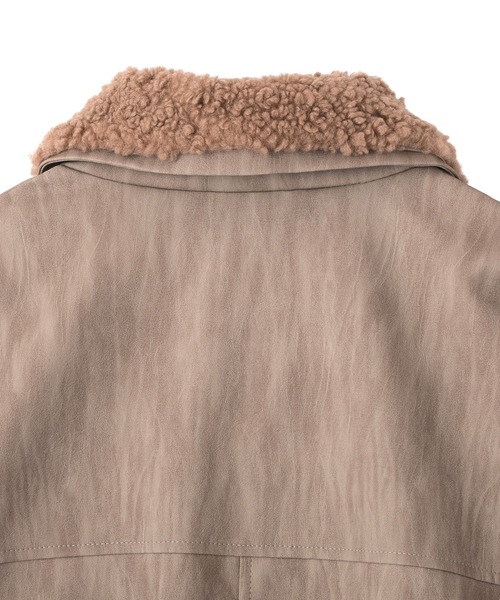 CRAFT STANDARD BOUTIQUE（クラフトスタンダードブティック）の「フェイクレザー衿ボアブルゾン（ブルゾン・レディース・ブラウン/ベージュ・FREE）」の6枚目の写真