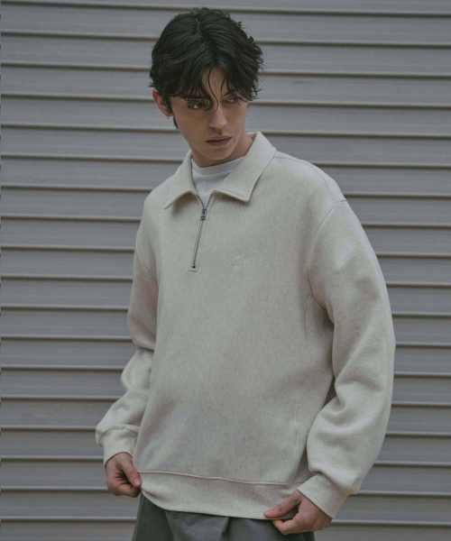 LAD EDITION(ラッドエディション)の「カラーハーフジップスウェットシャツ_オートミールメランジ(スウェット・メンズ・その他・FREE)」の2枚目の写真