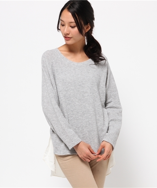 OUTLET（アウトレット）の「【Discoat】ニットソー後ロシフォンP/O（Tシャツ/カットソー・レディース・ボルドー/ネイビー/オフホワイト/杢グレー・LARGE/MEDIUM）」の2枚目の写真