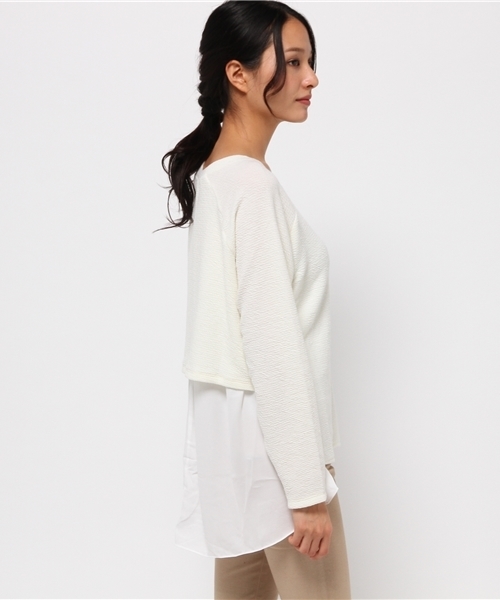 OUTLET（アウトレット）の「【Discoat】ニットソー後ロシフォンP/O（Tシャツ/カットソー・レディース・ボルドー/ネイビー/オフホワイト/杢グレー・LARGE/MEDIUM）」の6枚目の写真