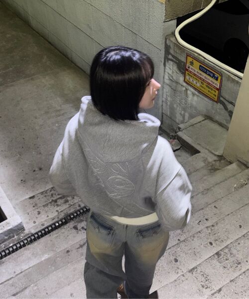 9999ARCHIVE(9999アーカイブ)の「Vintage Big Logo Hood Zip-UP (2WAY)(パーカー・レディース・ライトグレー・2/3)」の6枚目の写真