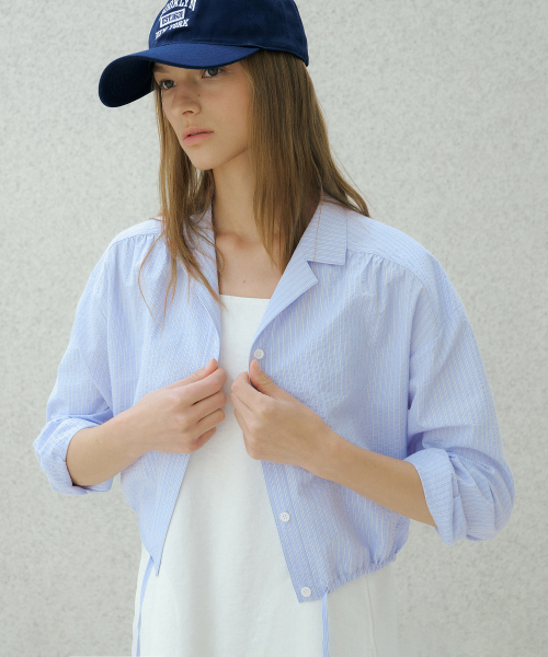 OCTETTE(オテット)の「STRING SEERSUCKER OPENING SHIRTS_SKY BLUE(シャツ/ブラウス・レディース・スカイブルー・FREE)」の3枚目の写真