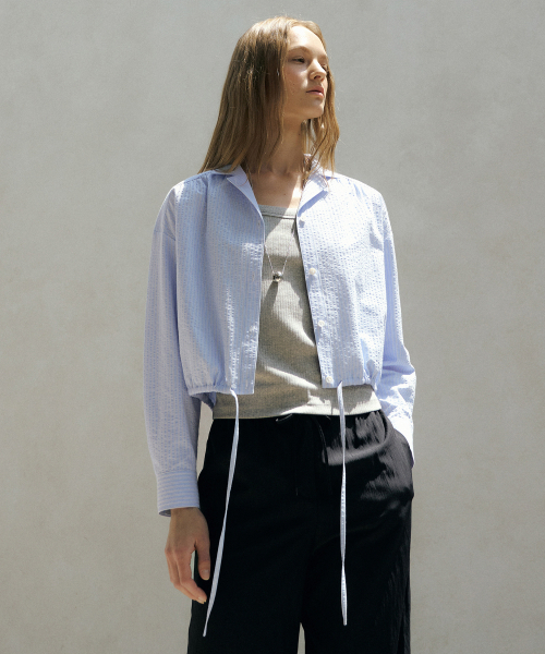 OCTETTE(オテット)の「STRING SEERSUCKER OPENING SHIRTS_SKY BLUE(シャツ/ブラウス・レディース・スカイブルー・FREE)」の6枚目の写真