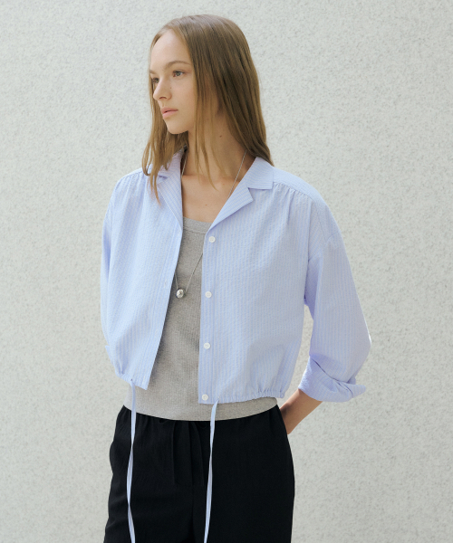 OCTETTE(オテット)の「STRING SEERSUCKER OPENING SHIRTS_SKY BLUE(シャツ/ブラウス・レディース・スカイブルー・FREE)」の7枚目の写真