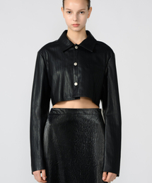 LUNECAVE（ルン ケイブ）の「Vegan leather black crop jacket（ライダースジャケット）」