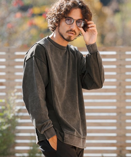 CAMBIO（カンビオ）の「msw1823- Chemical Wash CVC Sweat Pullover スウェット(PF-261-008)（スウェット・メンズ・ブラック/ワイン/ブルー・M/L）」の2枚目の写真
