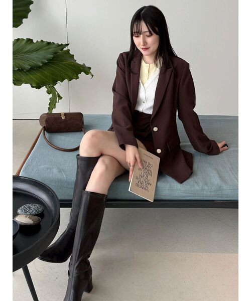 MERCURYDUO(マーキュリーデュオ)の「【セットアップ着用可】ドレープミニスカート(スカート・レディース・アイボリー/ブラウン/ミント・MEDIUM/SMALL)」の5枚目の写真