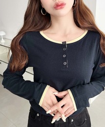 Tシャツ/カットソー（ブルー・ネイビー/青色系・ヘンリーネック