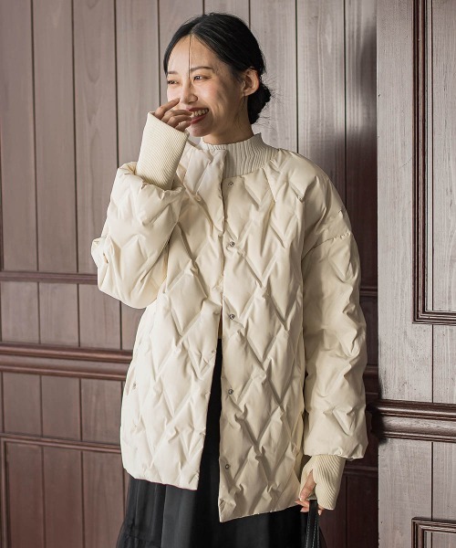 Droite lautreamont（ドロワットロートレアモン）の「ステッチレスダウンコート（ダウンジャケット/コート・レディース・ライトグレー/オフホワイト/ブラック・S/M）」の2枚目の写真