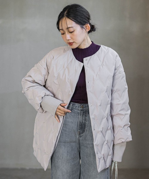 Droite lautreamont（ドロワットロートレアモン）の「ステッチレスダウンコート（ダウンジャケット/コート・レディース・ライトグレー/オフホワイト/ブラック・S/M）」の21枚目の写真