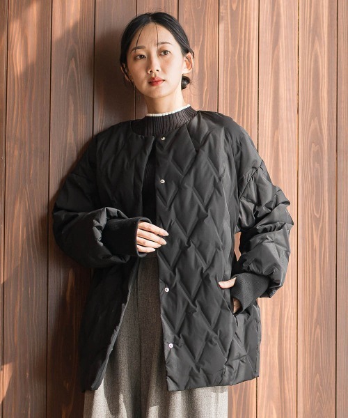 Droite lautreamont（ドロワットロートレアモン）の「ステッチレスダウンコート（ダウンジャケット/コート・レディース・ライトグレー/オフホワイト/ブラック・S/M）」の13枚目の写真