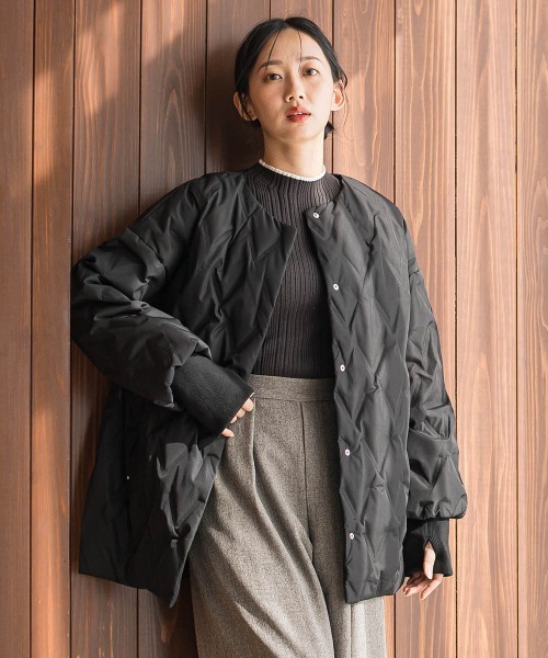 Droite lautreamont（ドロワットロートレアモン）の「ステッチレスダウンコート（ダウンジャケット/コート・レディース・ライトグレー/オフホワイト/ブラック・S/M）」の14枚目の写真