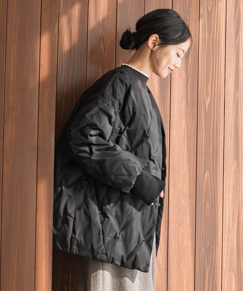 Droite lautreamont（ドロワットロートレアモン）の「ステッチレスダウンコート（ダウンジャケット/コート・レディース・ライトグレー/オフホワイト/ブラック・S/M）」の15枚目の写真