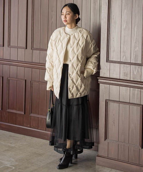 Droite lautreamont（ドロワットロートレアモン）の「ステッチレスダウンコート（ダウンジャケット/コート・レディース・ライトグレー/オフホワイト/ブラック・S/M）」の8枚目の写真