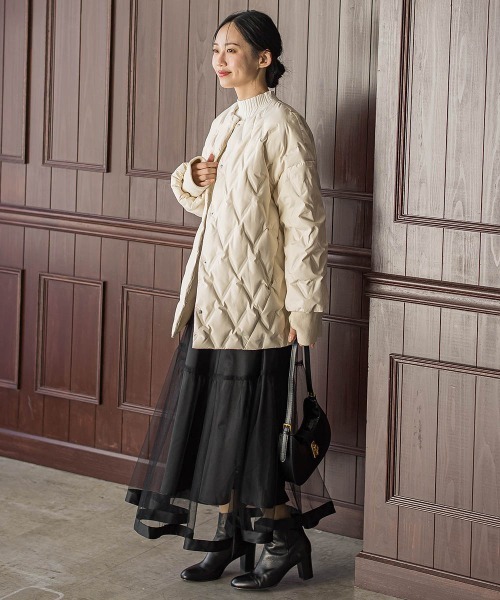 Droite lautreamont（ドロワットロートレアモン）の「ステッチレスダウンコート（ダウンジャケット/コート・レディース・ライトグレー/オフホワイト/ブラック・S/M）」の10枚目の写真