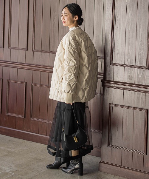 Droite lautreamont（ドロワットロートレアモン）の「ステッチレスダウンコート（ダウンジャケット/コート・レディース・ライトグレー/オフホワイト/ブラック・S/M）」の11枚目の写真