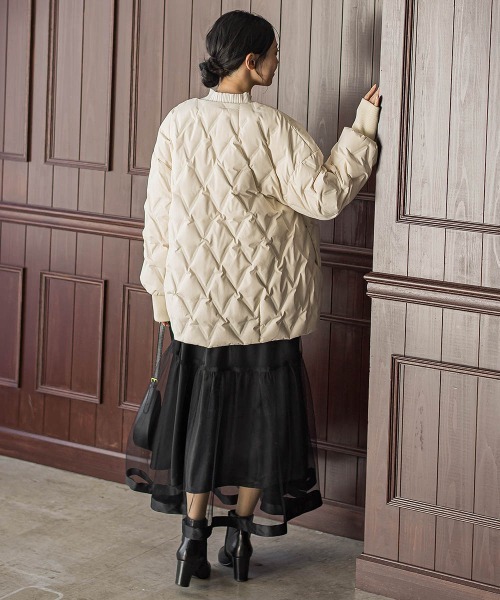 Droite lautreamont（ドロワットロートレアモン）の「ステッチレスダウンコート（ダウンジャケット/コート・レディース・ライトグレー/オフホワイト/ブラック・S/M）」の12枚目の写真