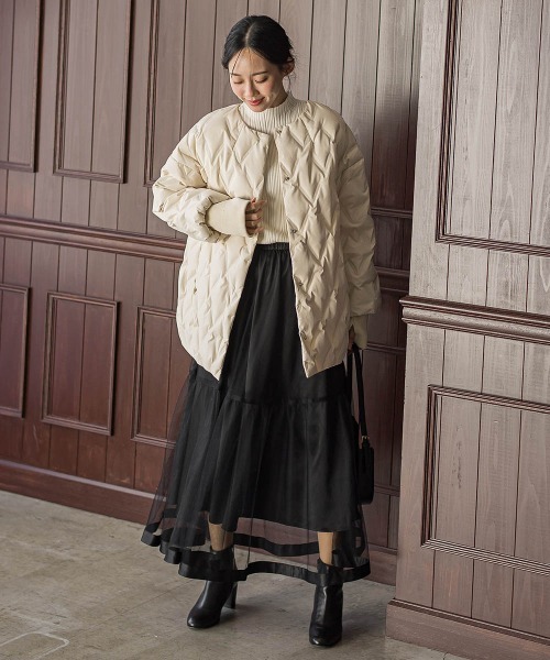 Droite lautreamont（ドロワットロートレアモン）の「ステッチレスダウンコート（ダウンジャケット/コート・レディース・ライトグレー/オフホワイト/ブラック・S/M）」の9枚目の写真