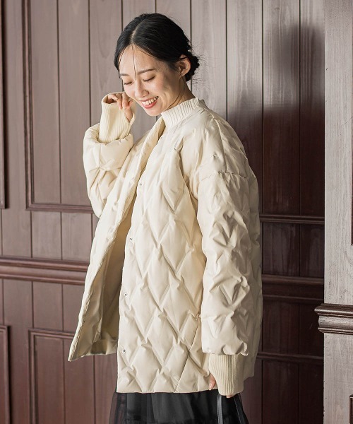 Droite lautreamont（ドロワットロートレアモン）の「ステッチレスダウンコート（ダウンジャケット/コート・レディース・ライトグレー/オフホワイト/ブラック・S/M）」の6枚目の写真