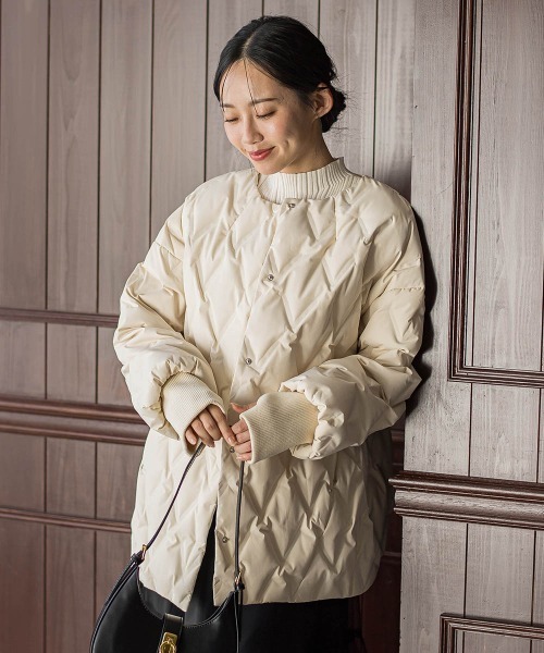 Droite lautreamont（ドロワットロートレアモン）の「ステッチレスダウンコート（ダウンジャケット/コート・レディース・ライトグレー/オフホワイト/ブラック・S/M）」の5枚目の写真