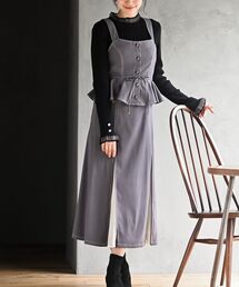 rps | シフォンプリーツ切替セットアップ風ジャンスカ(ジャンパースカート)