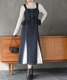 rps | シフォンプリーツ切替セットアップ風ジャンスカ(ジャンパースカート)