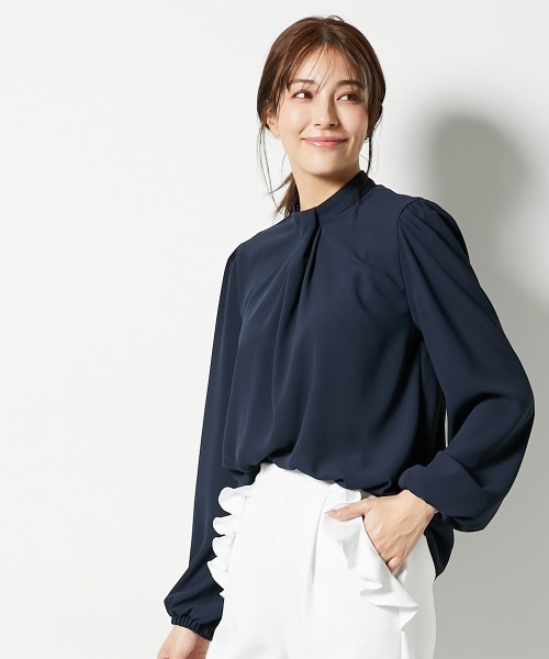 セール】高身長 バックサテンジョーゼットブラウス（トールサイズ