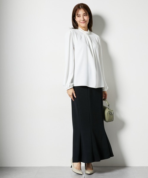 slattgir（スラットジール）の「高身長　バックサテンジョーゼットブラウス（トールサイズ）（シャツ/ブラウス・レディース・ネイビー/オフホワイト・TM/TL/TLL/T3L/T4L/T5L）」の17枚目の写真