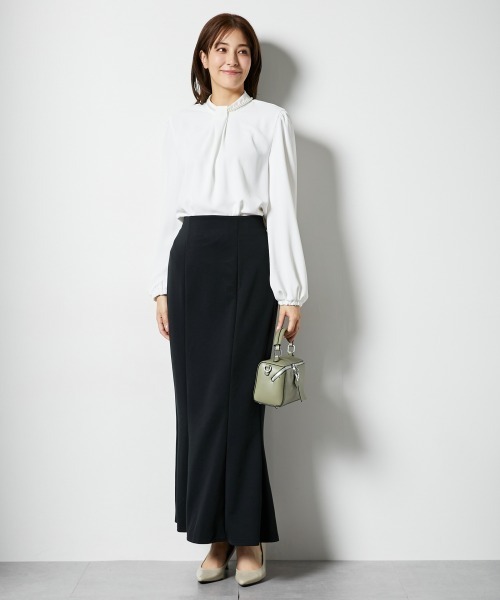 slattgir（スラットジール）の「高身長　バックサテンジョーゼットブラウス（トールサイズ）（シャツ/ブラウス・レディース・ネイビー/オフホワイト・TM/TL/TLL/T3L/T4L/T5L）」の21枚目の写真