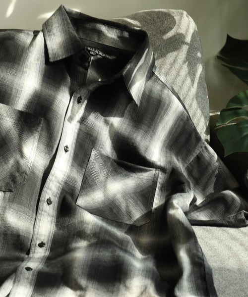 Jungle Storm（ジャングルストーム）の「JUNGLE STORM リサイクル糸 オンブレチェックシャツ 半袖（シャツ/ブラウス・メンズ・ブラック/ブルー/ブラウン・M/LL/L）」の18枚目の写真