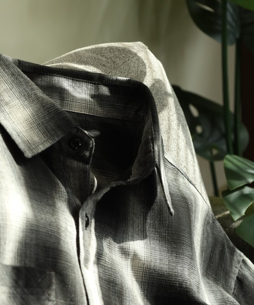 Jungle Storm（ジャングルストーム）の「JUNGLE STORM リサイクル糸 オンブレチェックシャツ 半袖（シャツ/ブラウス・メンズ・ブラック/ブルー/ブラウン・M/LL/L）」の19枚目の写真