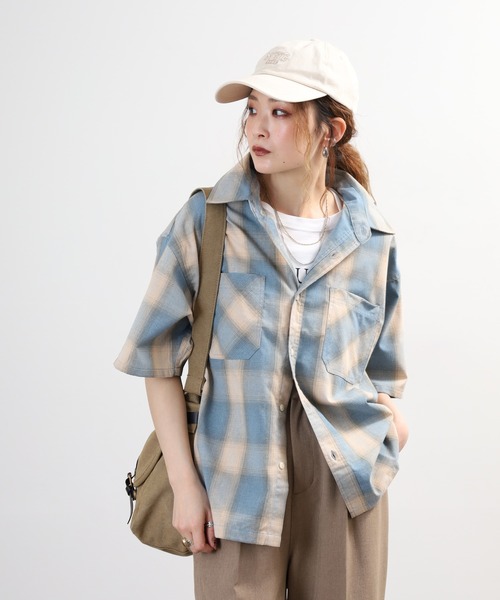 Jungle Storm（ジャングルストーム）の「JUNGLE STORM リサイクル糸 オンブレチェックシャツ 半袖（シャツ/ブラウス・メンズ・ブラック/ブルー/ブラウン・M/LL/L）」の6枚目の写真