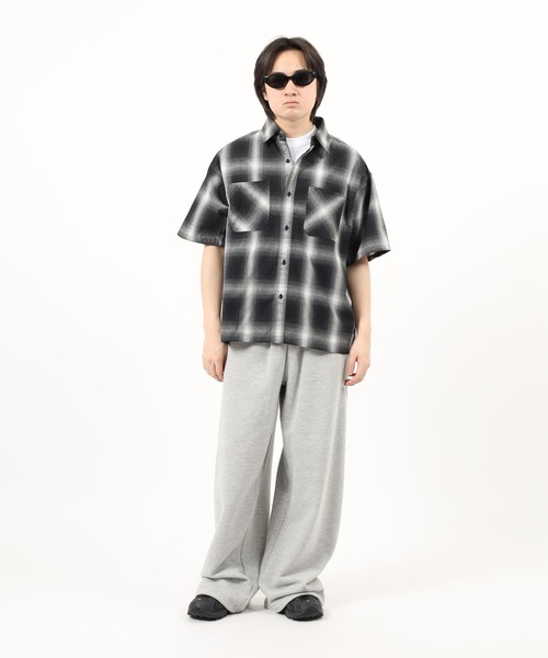 Jungle Storm（ジャングルストーム）の「JUNGLE STORM リサイクル糸 オンブレチェックシャツ 半袖（シャツ/ブラウス・メンズ・ブラック/ブルー/ブラウン・M/LL/L）」の15枚目の写真