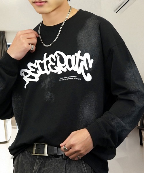 L'atelier(ラトリエ)の「グラフィック Tシャツ 長袖 Tシャツ(Tシャツ/カットソー・メンズ・チョコ/ブラック系その他/ブラック・L/M/LL)」の7枚目の写真