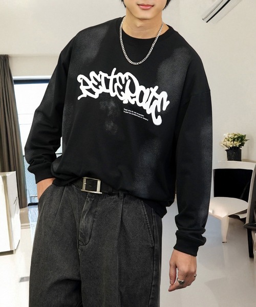 L'atelier(ラトリエ)の「グラフィック Tシャツ 長袖 Tシャツ(Tシャツ/カットソー・メンズ・チョコ/ブラック系その他/ブラック・L/M/LL)」の8枚目の写真