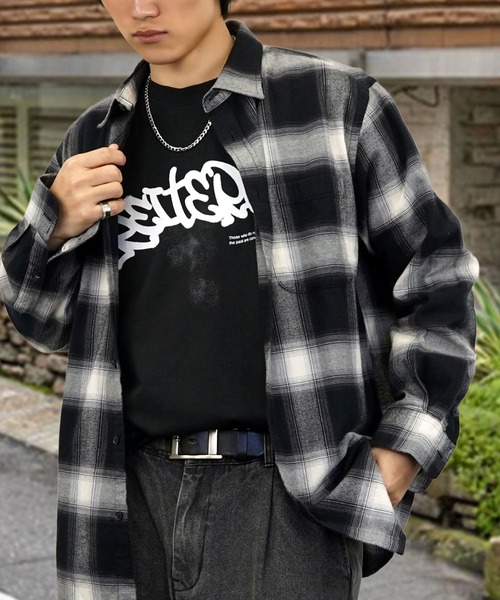 L'atelier(ラトリエ)の「グラフィック Tシャツ 長袖 Tシャツ(Tシャツ/カットソー・メンズ・チョコ/ブラック系その他/ブラック・L/M/LL)」の9枚目の写真