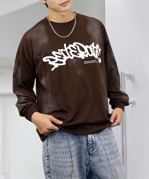 L'atelier(ラトリエ)の「グラフィック Tシャツ 長袖 Tシャツ(Tシャツ/カットソー・メンズ・チョコ/ブラック系その他/ブラック・L/M/LL)」の18枚目の写真