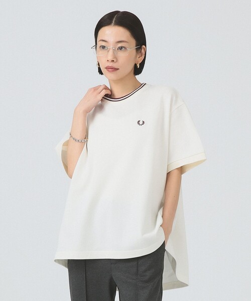 FRED PERRY（フレッドペリー）の「【別注】FRED PERRY / リラックスド ピケ Tシャツ（Tシャツ/カットソー・レディース・ナチュラル/ブラック・10）」の2枚目の写真