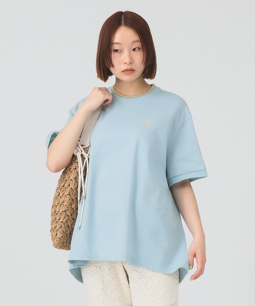 FRED PERRY（フレッドペリー）の「【別注】FRED PERRY / リラックスド ピケ Tシャツ　　26SS フレッドペリー 洗える オーバーサイズ リラックス モード メンズライク ロゴT フレアシルエット 鹿の子 ポロ（Tシャツ/カットソー・レディース・ナチュラル/ブラック/サックスブルー・10）」の15枚目の写真