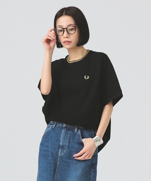 FRED PERRY（フレッドペリー）の「【別注】FRED PERRY / リラックスド ピケ Tシャツ（Tシャツ/カットソー・レディース・ナチュラル/ブラック・10）」の7枚目の写真