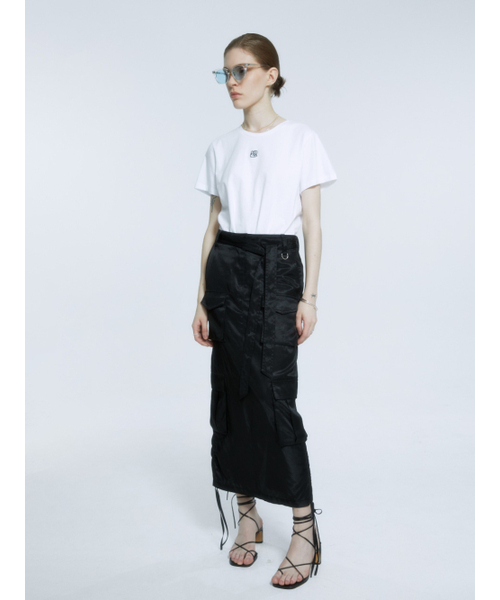 MUSEE(ミューゼ)の「LILY Side String Belted Satin Cargo Long Skirt_Black(スカート・レディース・その他・S/M)」の1枚目の写真